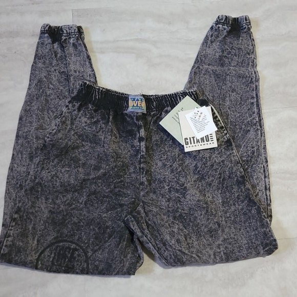 NWT Vintage 90s Gitano Stop Production Black Acid Wash Jogger Pants Size 14/16 L - Picture 1 of 11
